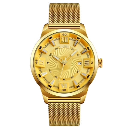 SKMEI 9166 Fashion Men Business Watch 30m Waterproof Metal Quartz Wristwatch