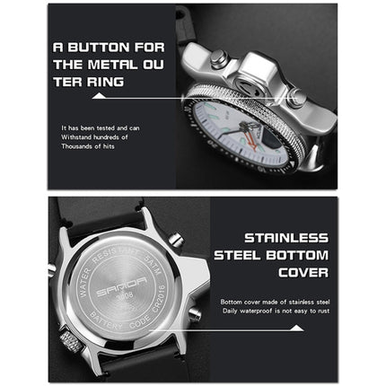 SANDA 3008 Multifunctional Men Outdoor Sports Noctilucent 50m Waterproof Digital Wrist Watch