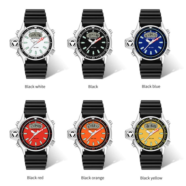 SANDA 3008 Multifunctional Men Outdoor Sports Noctilucent 50m Waterproof Digital Wrist Watch