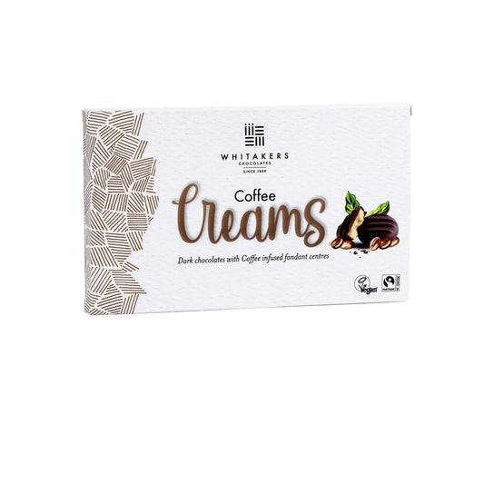 Whitakers dark chocolate covered coffee fondant creams in carton