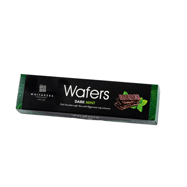 Whitakers dark chocolate covered mint wafers in carton