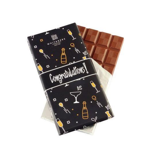 Whitakers milk chocolate bar with Congratulations wrapper