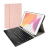 RK102C Detachable Magnetic Plastic Bluetooth Keyboard with Touchpad + Silk Pattern TPU Tablet Case for iPad 10.2, with Pen Slot & Bracket, RK102C