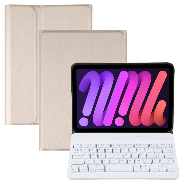 A06 Detachable Lambskin Texture Ultra-thin TPU Bluetooth Keyboard Leather Tablet Case with Stand For iPad mini 6 / mini 7, A06