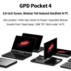GPD Pocket 4 Handheld Gaming PC, 32GB+2TB, 8.8 inch Windows 11 Home AMD Ryzen AI 9 HX 370, EU Plug, Ryzen AI9 32GB+2TB