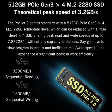 GPD Pocket 3 Handheld PC, 16GB+512GB, 8 inch Windows 11 Home Intel Core i3-1125G4, EU Plug