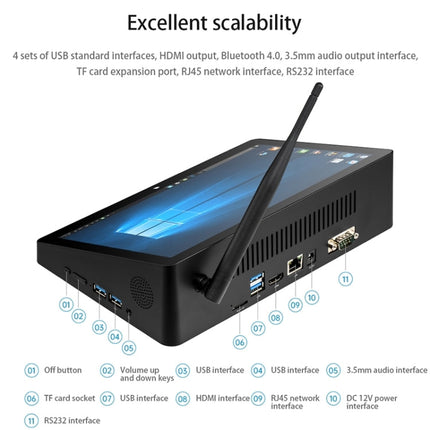 PiPo H10PRO All-in-One Mini PC, 10.1 inch, 8GB+128GB+512GB, Windows 11 Intel Alder Lake N100 Quad Core, US Plug, H10PRO 8GB+128GB+512GB