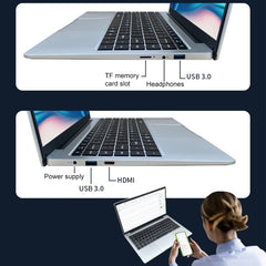S07 14 inch Ultrathin Laptop, 12GB+256GB, Windows 11 Intel Celeron J4025 Dual Core, US Plug (Silver)
