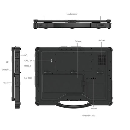 UNIWA ULAP R14 Rugged Laptop, 8GB+256GB, 14 inch Windows 10 Home Intel Core i5-8250U, AU Plug, ULAP R14