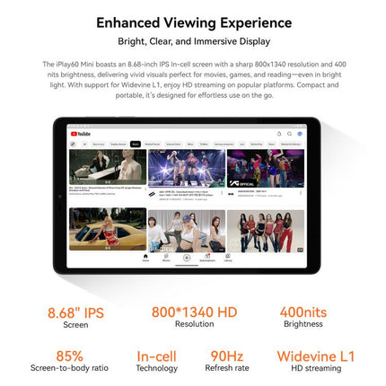 ALLDOCUBE iPlay 60 mini 4G LTE Tablet PC, 4GB+128GB, 8.68 inch Android 14 Unisoc T606 Octa Core Support Dual SIM