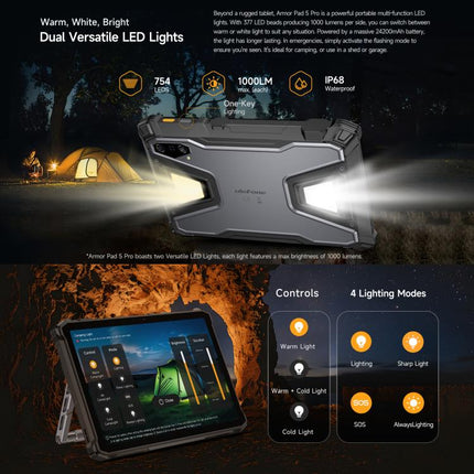 Ulefone Armor Pad 5 Pro Rugged Tablet PC, 12GB+512GB, 11 inch Android 15 MediaTek Dimensity 7400X Octa Core 5G Network, EU Plug, Armor Pad 5 Pro