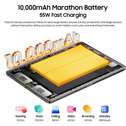 Blackview MEGA 12 Tablet PC, 12GB+256GB, 12.2 inch Android 16 MediaTek Dimensity 7200 Octa Core, Network: 5G, Global Version with Google Play