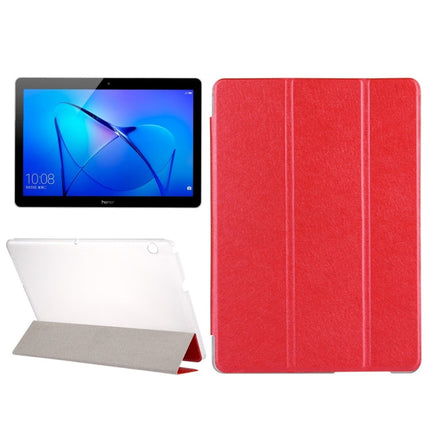For Huawei  MediaPad T3 10 9.6 inch Silk Texture Horizontal Flip Leather Case with 3-folding Holder