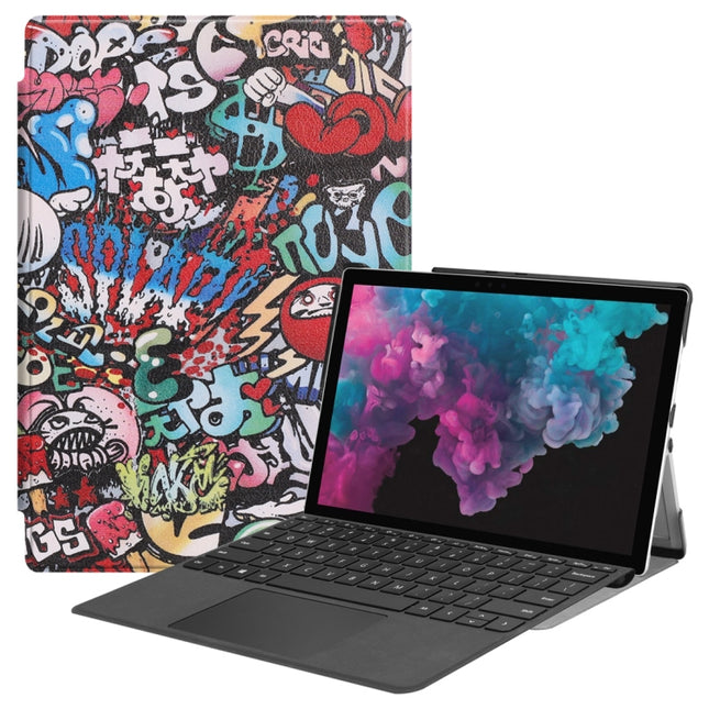 Graffiti Pattern Colored Painted Horizontal Flip PU Leather Case for Microsoft Surface Pro 4 / 5 / 6 12.3 inch, with Holder & Pen Slot, For Microsoft Surface Pro 4 / 5 / 6 12.3 inch