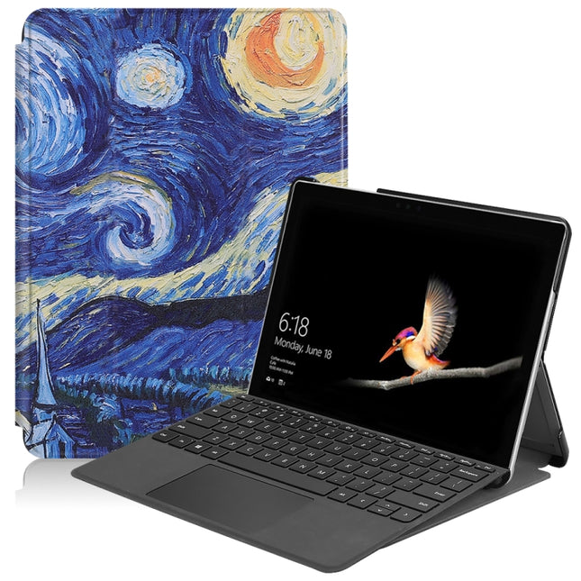 Retro Tower Pattern Colored Painted Horizontal Flip PU Leather Case for Microsoft Surface Go 10 inch, with Holder & Pen Slot, For Microsoft Surface Go 10 inch
