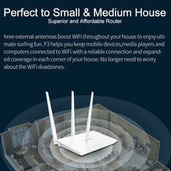 Tenda F3 Wireless 2.4GHz 300Mbps WiFi Router with 3*5dBi External Antennas, F3