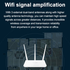Tenda F3 Wireless 2.4GHz 300Mbps WiFi Router with 3*5dBi External Antennas, F3