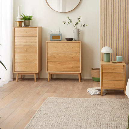 Wright Oak 3 Drawer Bedside Table