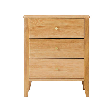 Wright Oak 3 Drawer Bedside Table
