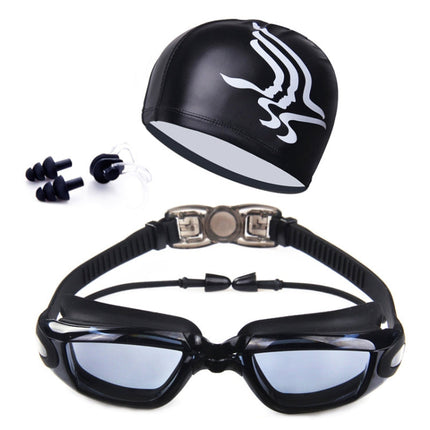 High-definition Waterproof Fogproof Swimming Goggles with Swimming Cap, Swimming Goggles with Cap (Black), Swimming Goggles with Cap (Pink), Swimming Goggles with Cap (Blue)