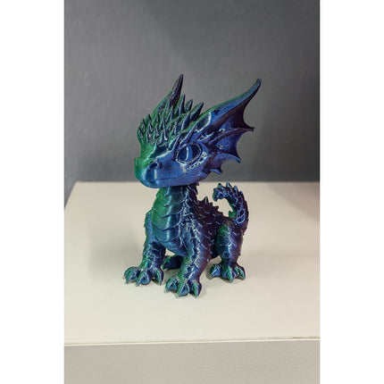 Tri-Color Baby Dragon Figurine – Iridescent Fantasy Decor