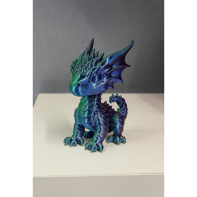 Tri-Color Baby Dragon Figurine – Iridescent Fantasy Decor