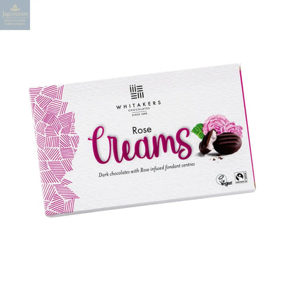 Whitakers dark chocolate covered rose fondant creams in carton