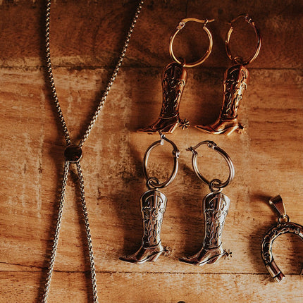 Hoedown Cowboy Boot Hoop Earrings Gold