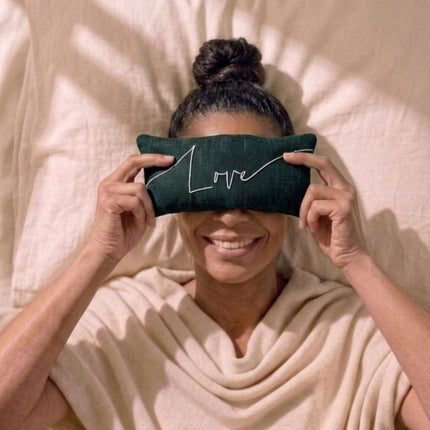 Love Embroidered Linen and Lavender Eye Pillow