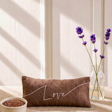 Love Embroidered Linen and Lavender Eye Pillow