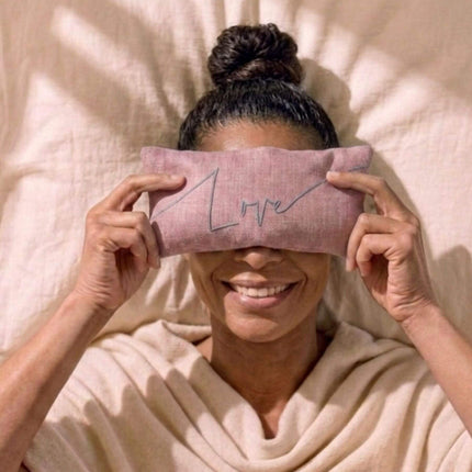 Love Embroidered Linen and Lavender Eye Pillow