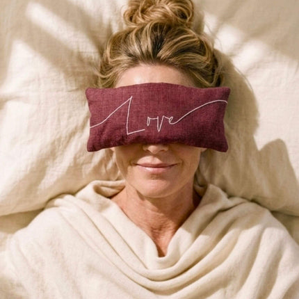 Love Embroidered Linen and Lavender Eye Pillow