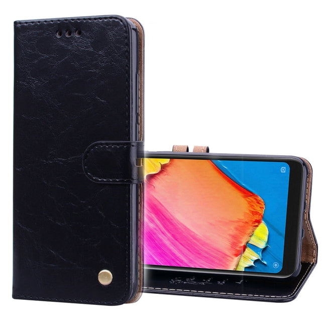 Business Style Oil Wax Texture Horizontal Flip Leather Case for Xiaomi Redmi Note 6 Pro, with Holder & Card Slots & Wallet