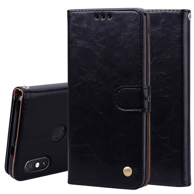 Business Style Oil Wax Texture Horizontal Flip Leather Case for Xiaomi Redmi Note 5 Pro, with Holder & Card Slots & Wallet