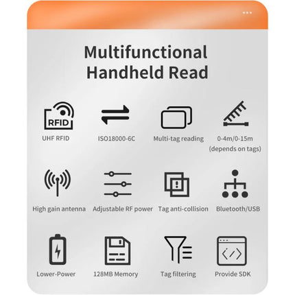 Long Range RFID UHF Portable Handheld Bluetooth Reader, Style: Standard + 2D Head
