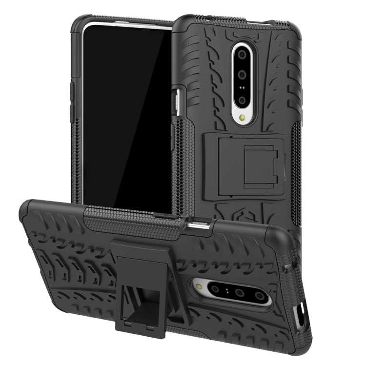 Tire Texture TPU+PC Shockproof Phone Case for OnePlus 7, with Holder, For OnePlus 7