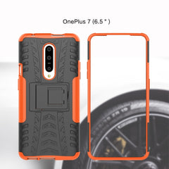 Tire Texture TPU+PC Shockproof Phone Case for OnePlus 7, with Holder, For OnePlus 7