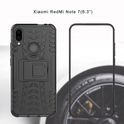 Tire Texture TPU+PC Shockproof Phone Case for Xiaomi Redmi Note 7, with Holder