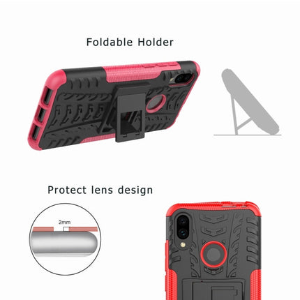Tire Texture TPU+PC Shockproof Phone Case for Xiaomi Redmi Note 7, with Holder