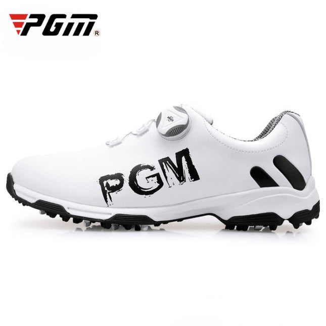 PGM Golf Rotating Buckle Waterproof Microfiber Leather Breathable Non-slip Sneakers for Men(Color:White Green Size:45), 39, 40, 41, 42, 43, 44