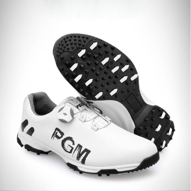 PGM Golf Rotating Buckle Waterproof Microfiber Leather Breathable Non-slip Sneakers for Men(Color:White Green Size:45), 39, 40, 41, 42, 43, 44