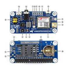 Waveshare GSM/GPRS/GNSS/Bluetooth HAT for Raspberry Pi, GSM/GPRS/GNSS/Bluetooth HAT