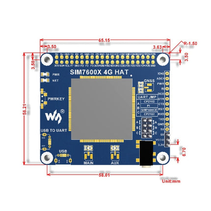 Waveshare 4G / 3G / 2G / GSM / GPRS / GNSS HAT for Raspberry Pi, LTE CAT4, for China