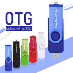 MicroDrive 128GB USB 2.0 Phone and Computer Dual-use Rotary OTG Metal U Disk, 128GB