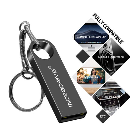 MicroDrive 16GB USB 2.0 Metal Waterproof High Speed U Disk(Grey), 16GB