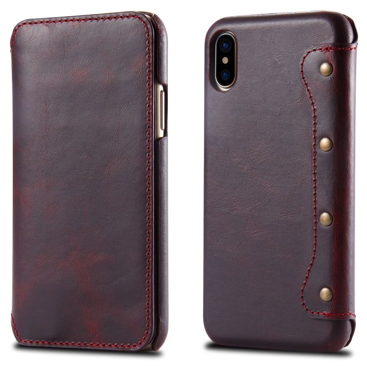 For iPhone X / XS Oil Wax Cowhide Horizontal Flip Leather Case with Card Slots & Wallet, For iPhone X / XS