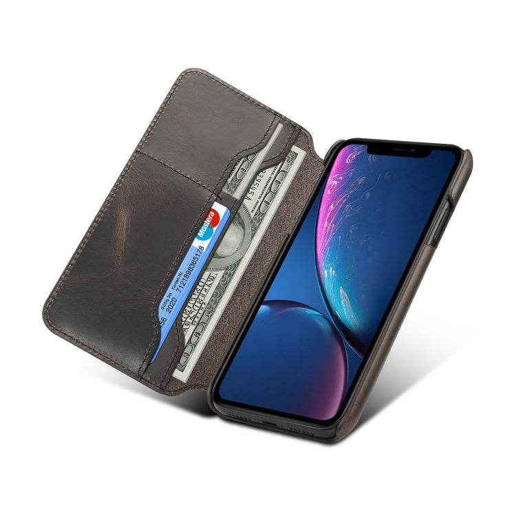 For iPhone XR Oil Wax Cowhide Horizontal Flip Leather Case with Card Slots & Wallet, For iPhone XR