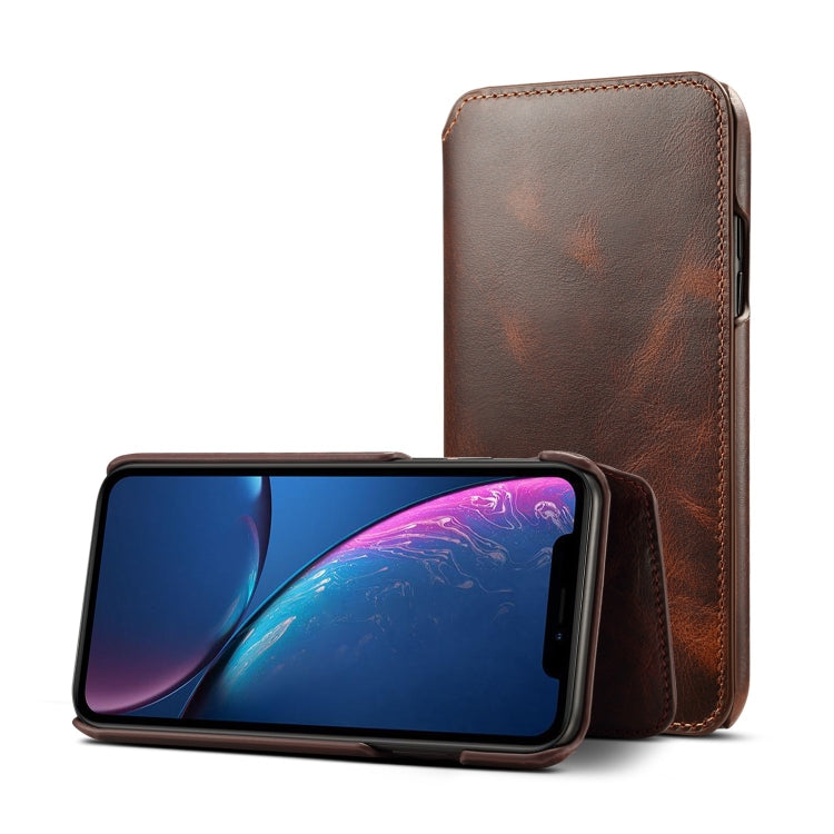 For iPhone XR Oil Wax Cowhide Horizontal Flip Leather Case with Card Slots & Wallet, For iPhone XR