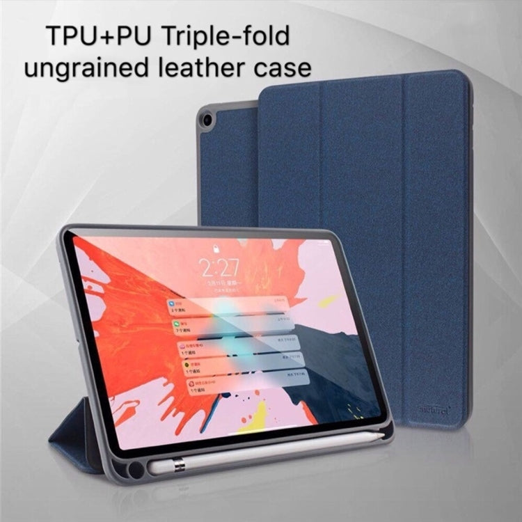 Mutural Exquisite Series Cloth Texture Magnet Horizontal Flip TPU + PU Leather Case for iPad mini 5 / mini 4, with 3-Fold Holder & Pen Slot, For iPad mini 5