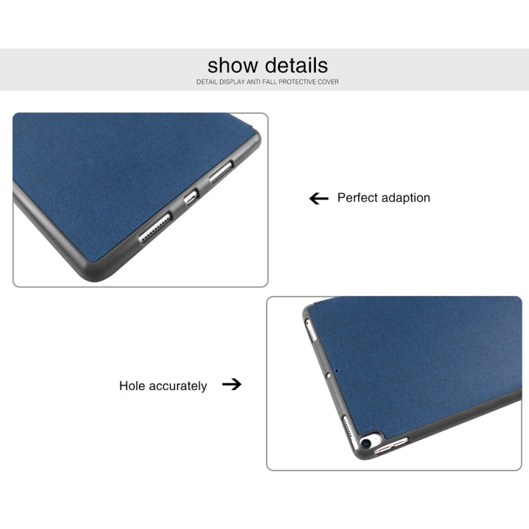 Mutural Exquisite Series Cloth Texture PU+TPU Leather Case for iPad Pro 10.5 inch, with 3-Fold Holder & Pen Slot & Sleep & Wake-up Function, For iPad Pro 10.5 inch